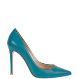 Gianvito Rossi Blue Green Leather 85 Pointed Toe Heels
