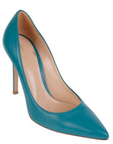 Gianvito Rossi Blue Green Leather 85 Pointed Toe Heels
