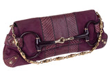 Gucci Purple Suede Snakeskin Horsebit Clutch Bag
