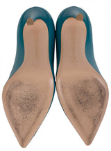 Gianvito Rossi Blue Green Leather 85 Pointed Toe Heels