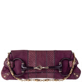 Gucci Purple Suede Snakeskin Horsebit Clutch Bag
