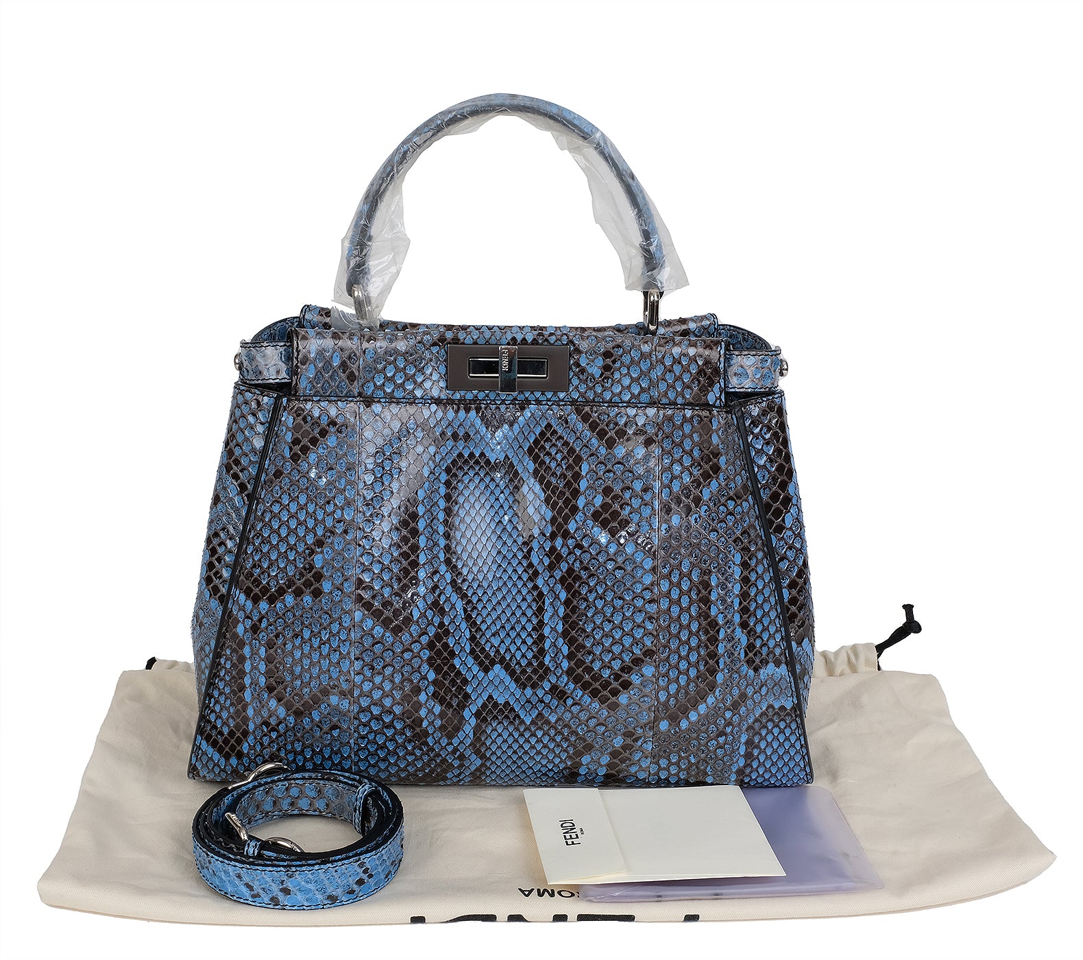 Fendi Peekaboo Medium Blue Python Bag