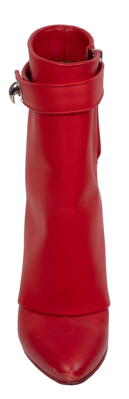 Givenchy Red Shark Lock Leather Boots