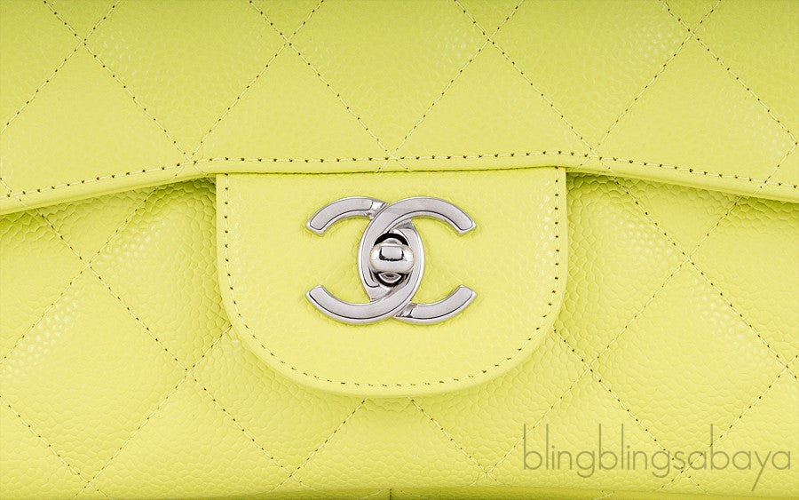 Caviar Jumbo Lime Single Flap Bag