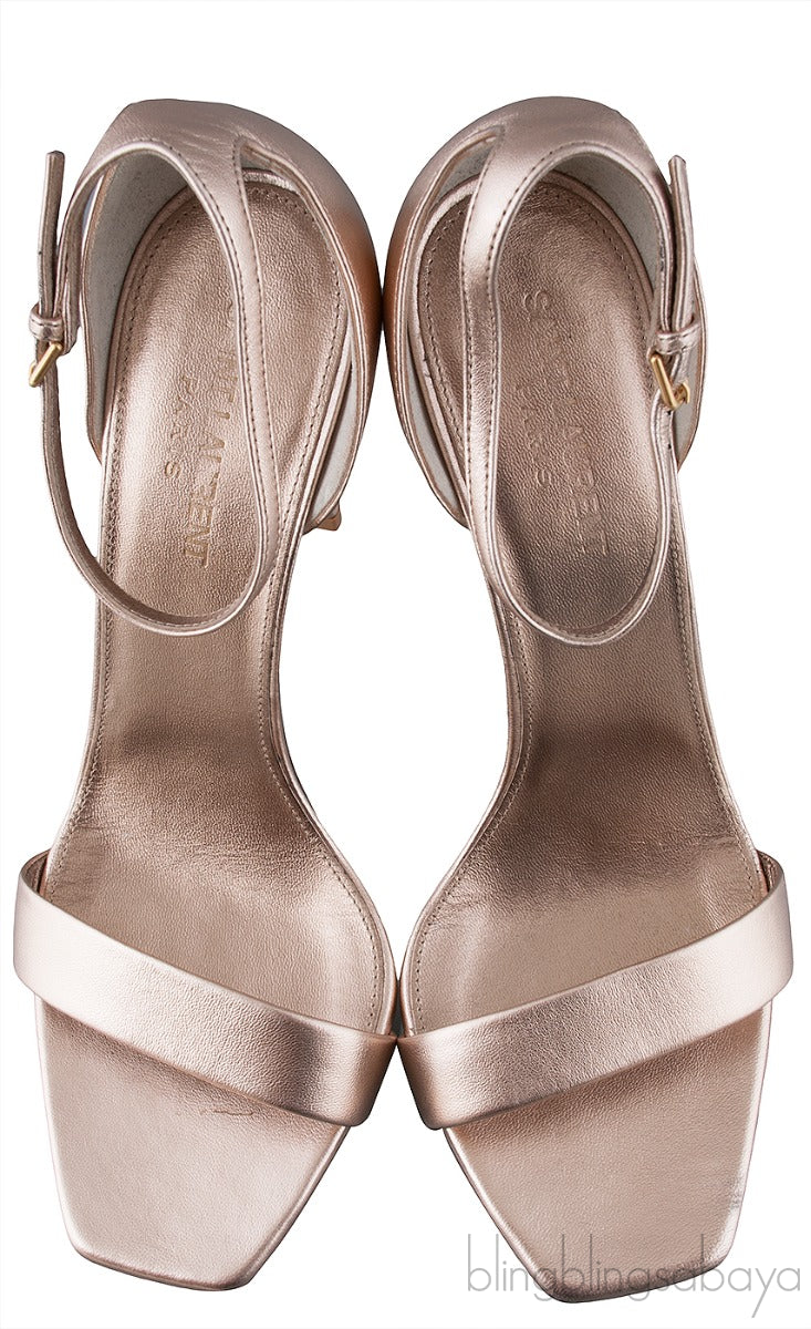 Rose Gold Square Toe Slingback Heels