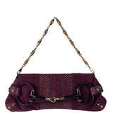 Gucci Purple Suede Snakeskin Horsebit Clutch Bag