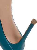 Gianvito Rossi Blue Green Leather 85 Pointed Toe Heels