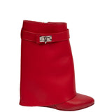 Givenchy Red Shark Lock Leather Boots