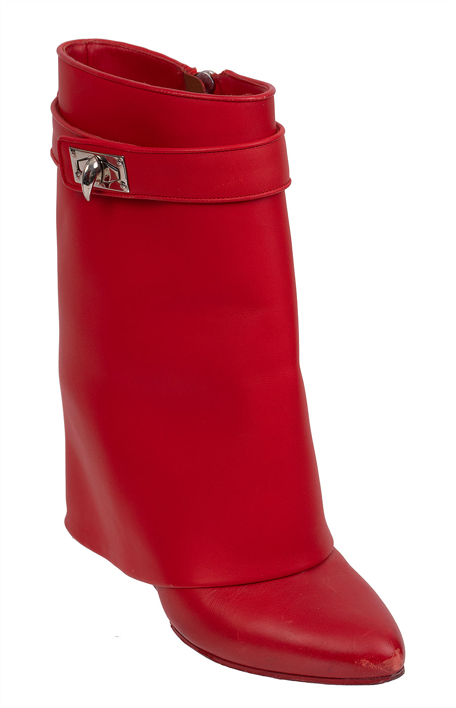 Givenchy Red Shark Lock Leather Boots