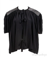 Black Shoulder Crystal Embellished Top