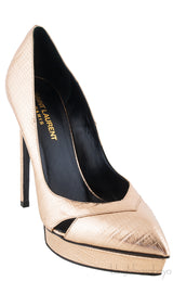 Gold Lizard Print Pointed Pump