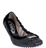Tod\'s Black Loafer Elastic Ballet Flat