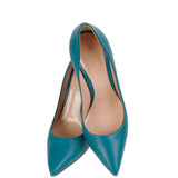 Gianvito Rossi Blue Green Leather 85 Pointed Toe Heels