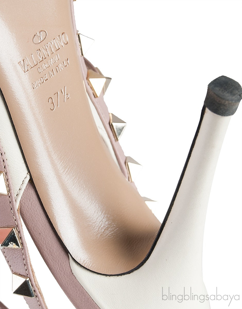 Rockstud Off-white Nude Slingback