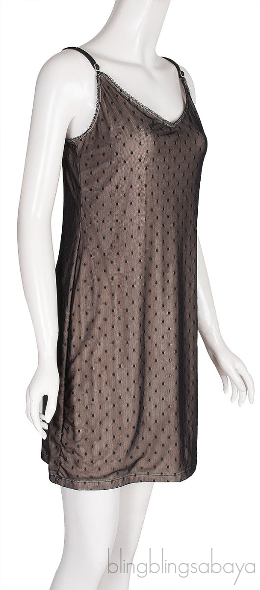 Black Lace Nude Cami Dress