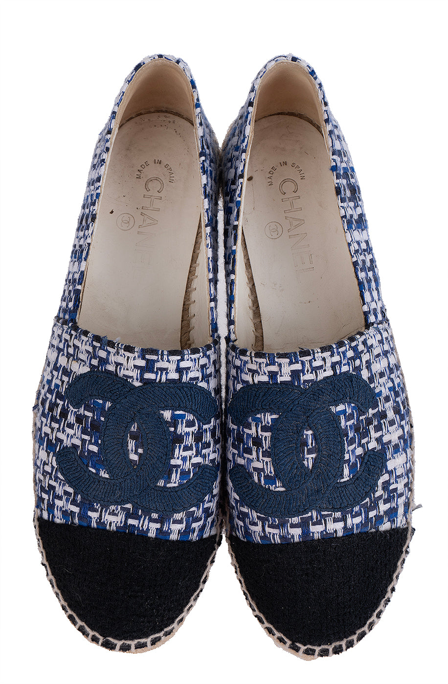 Chanel Blue CC Tweed Espadrille 41