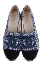 Chanel Blue CC Tweed Espadrille 41
