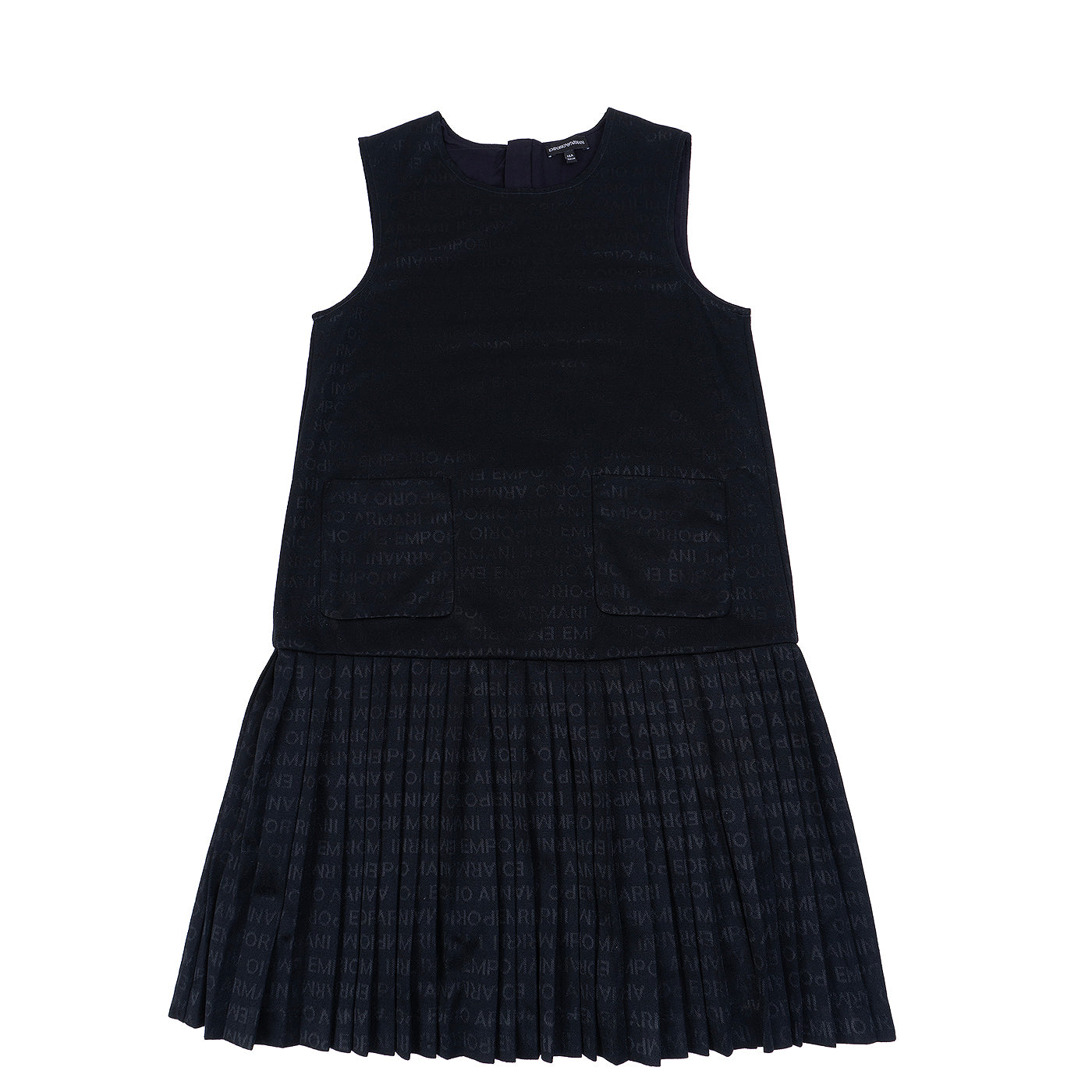 Emporio Armani Black Logo Pleated Dress
