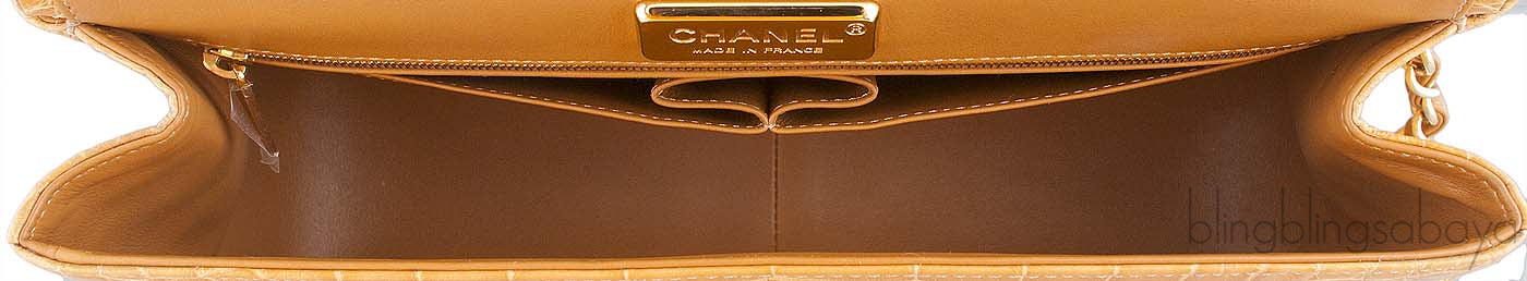 Camel Brown Crocodile Jumbo Flap Bag