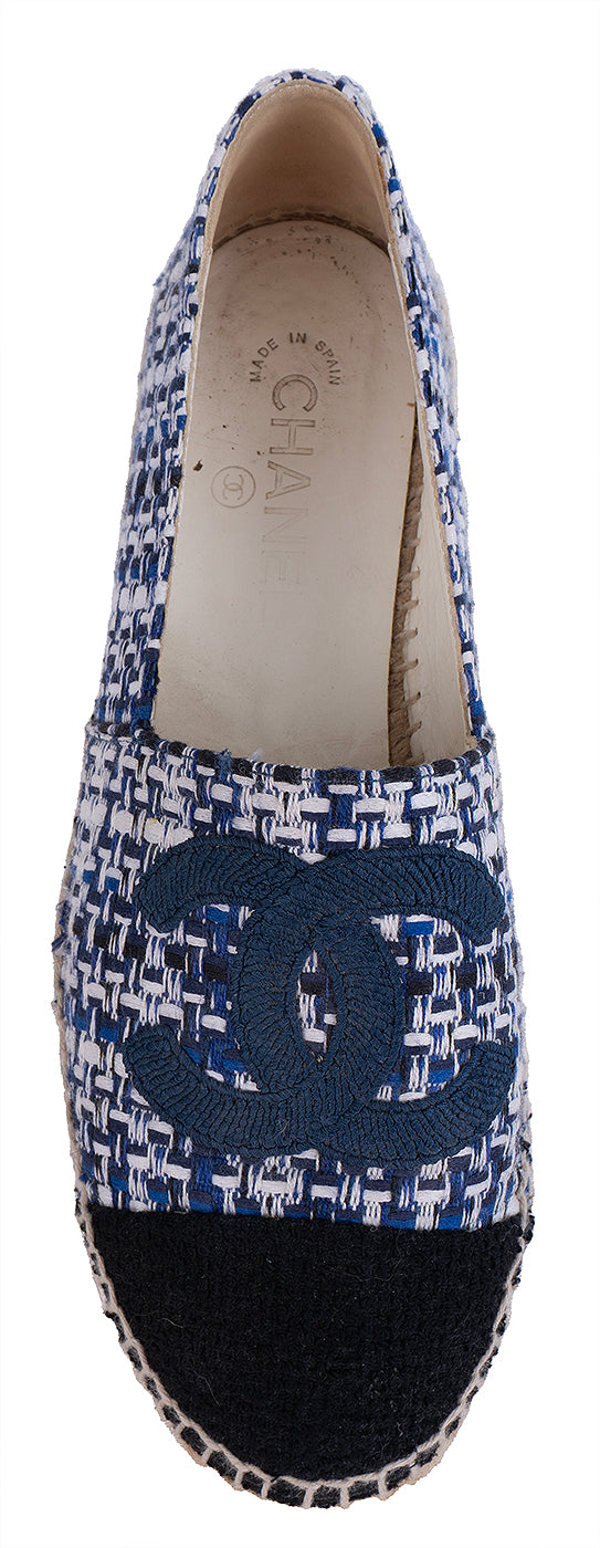 Chanel Blue CC Tweed Espadrille 41