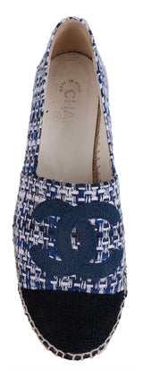Chanel Blue CC Tweed Espadrille 41