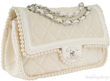 Beige Quilted Pearl Trim Double Flap*