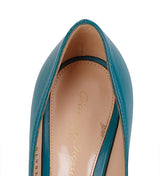 Gianvito Rossi Blue Green Leather 85 Pointed Toe Heels