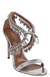 Silver Crystal Embellished Slingback Sandals