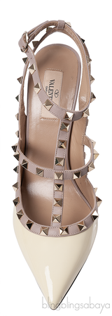 Valentino Garavani Rockstud Ankle Strap Beige Nude Slingback Heels