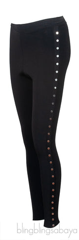 Silver Metal Studs Black Leggings