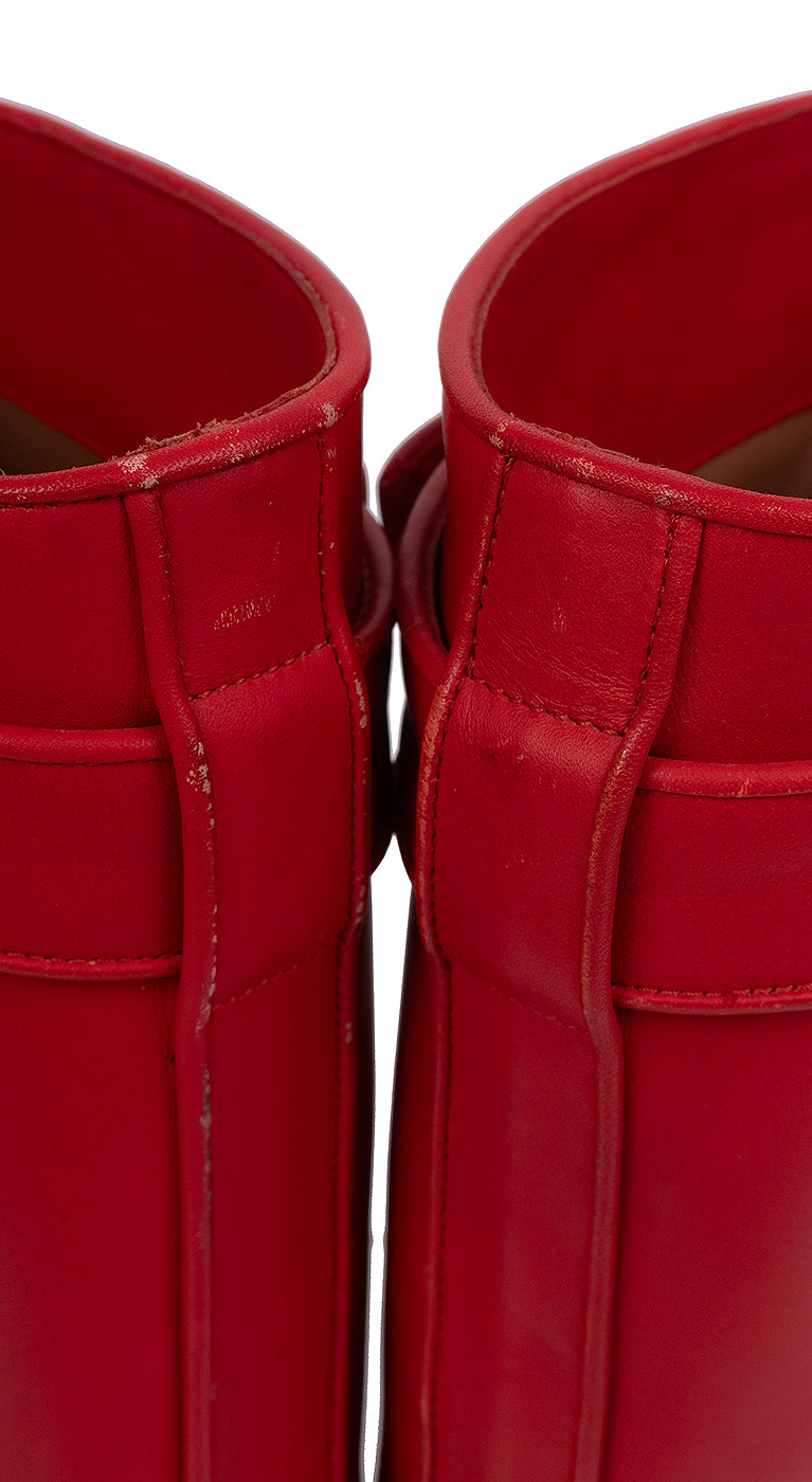 Givenchy Red Shark Lock Leather Boots