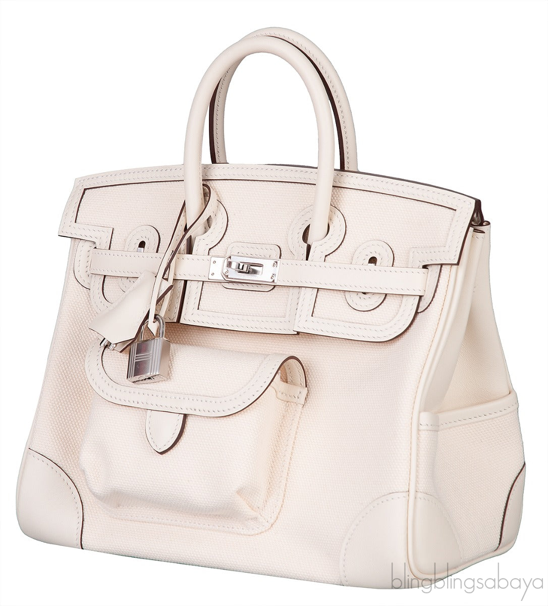 Birkin 25 Cargo Nata Toile Goeland Bag Swift PHW