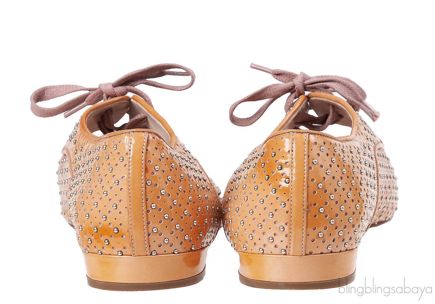 Miu Miu Brown Metal Bead Flat Peep Toe Shoes