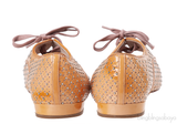Miu Miu Brown Metal Bead Flat Peep Toe Shoes
