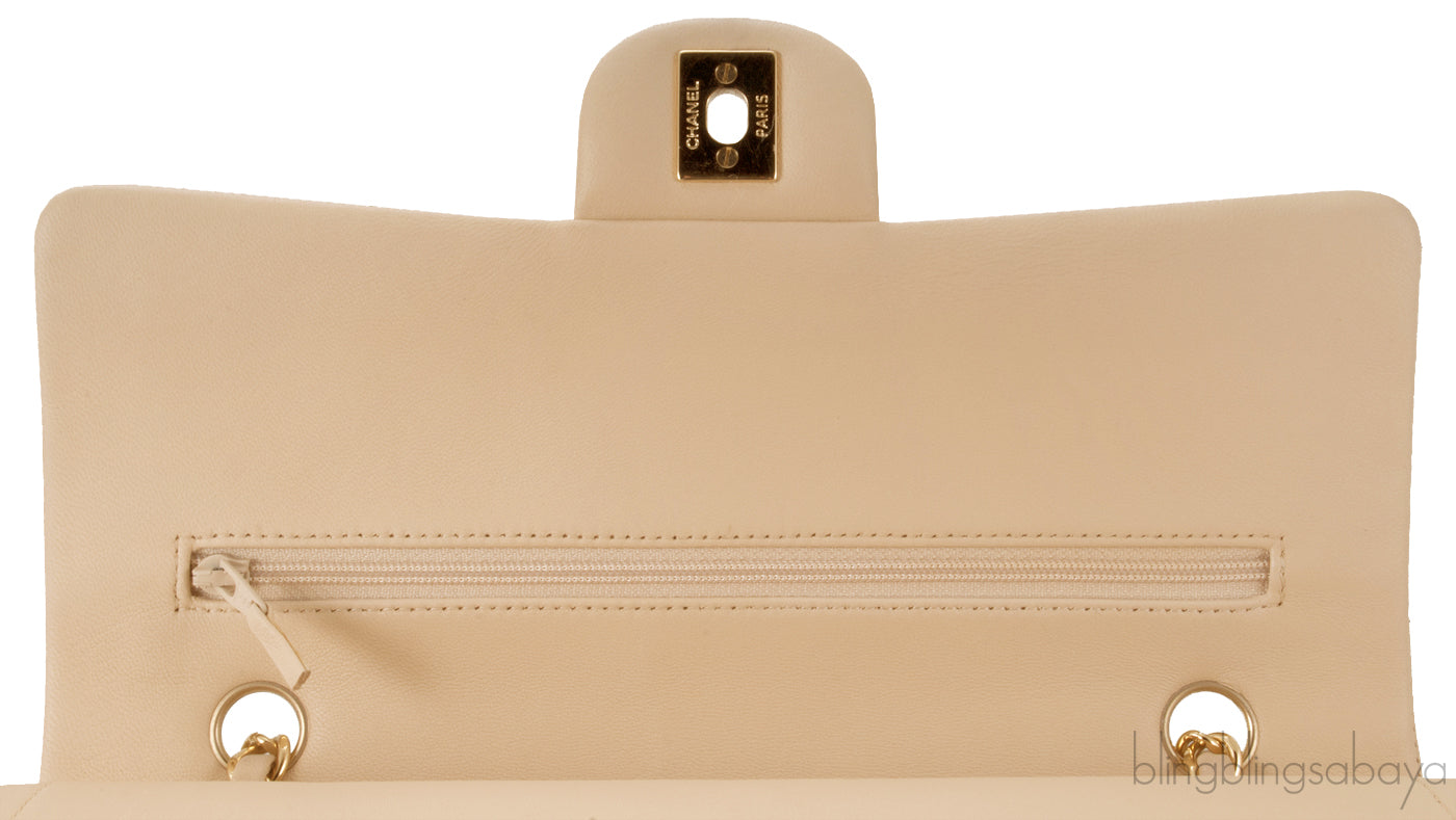 Classic Beige Matte Quilted Flap Bag