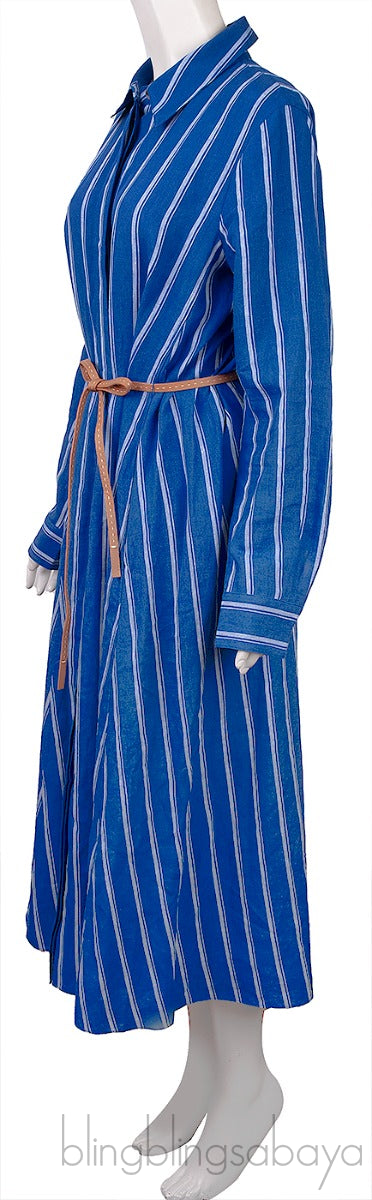 Waylon Belted Striped Linen Shirt Dress