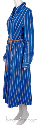 Waylon Belted Striped Linen Shirt Dress