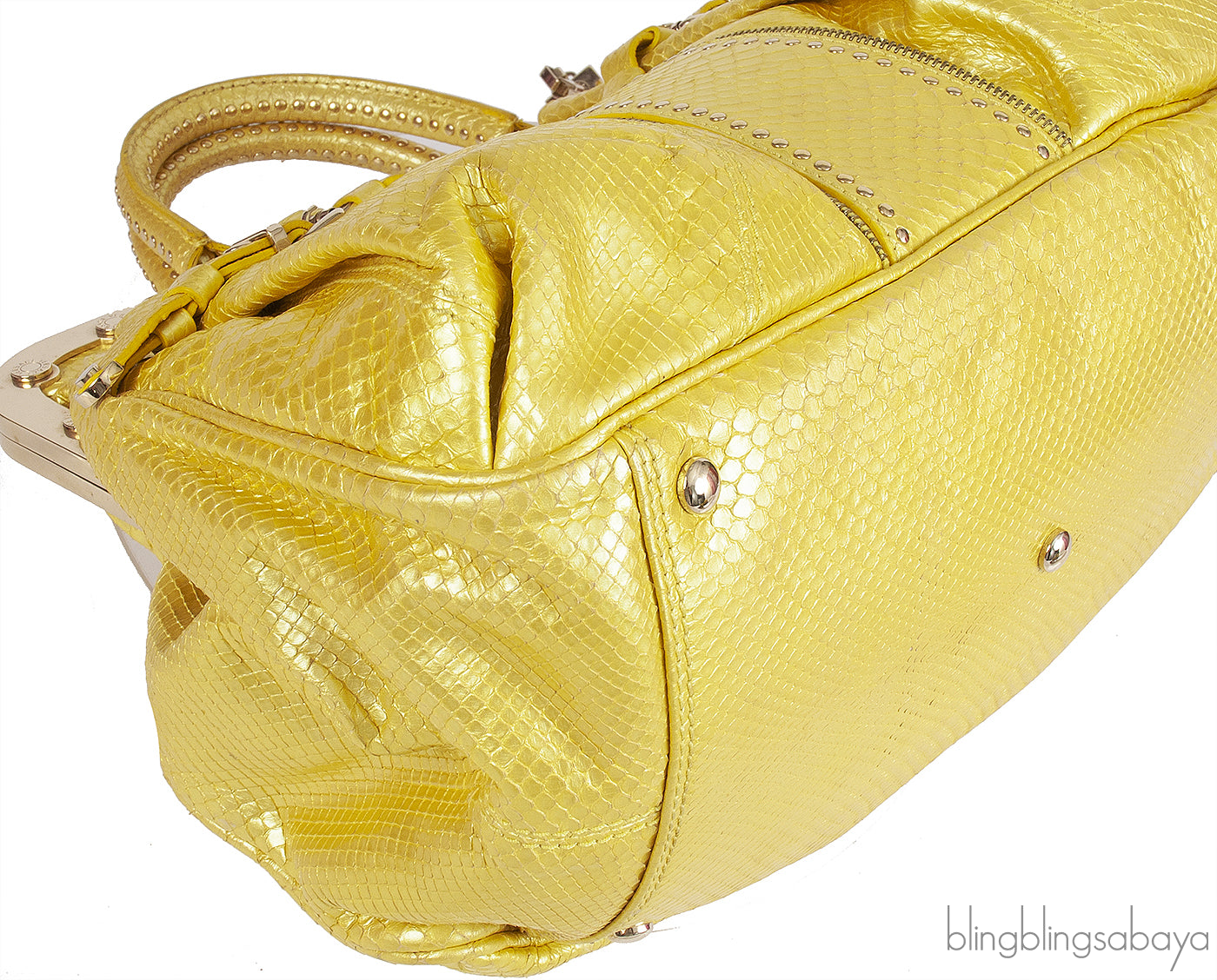 Versace Yellow Python Frame Shoulder Bag