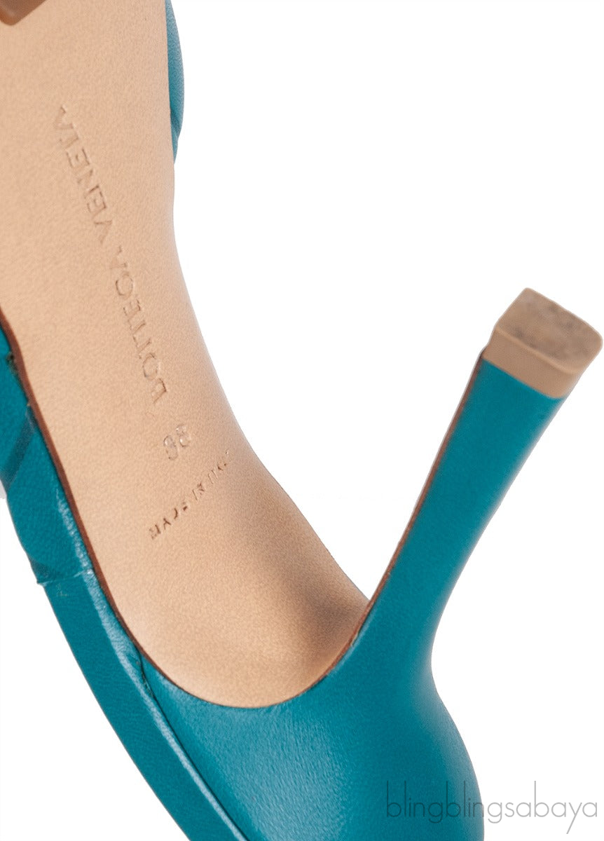 Bottega Veneta Blue Green Rubber Lido Mules 38