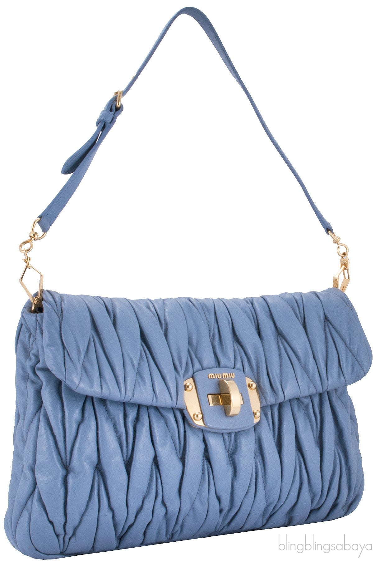 Periwinkle Matelasse Leather Clutch