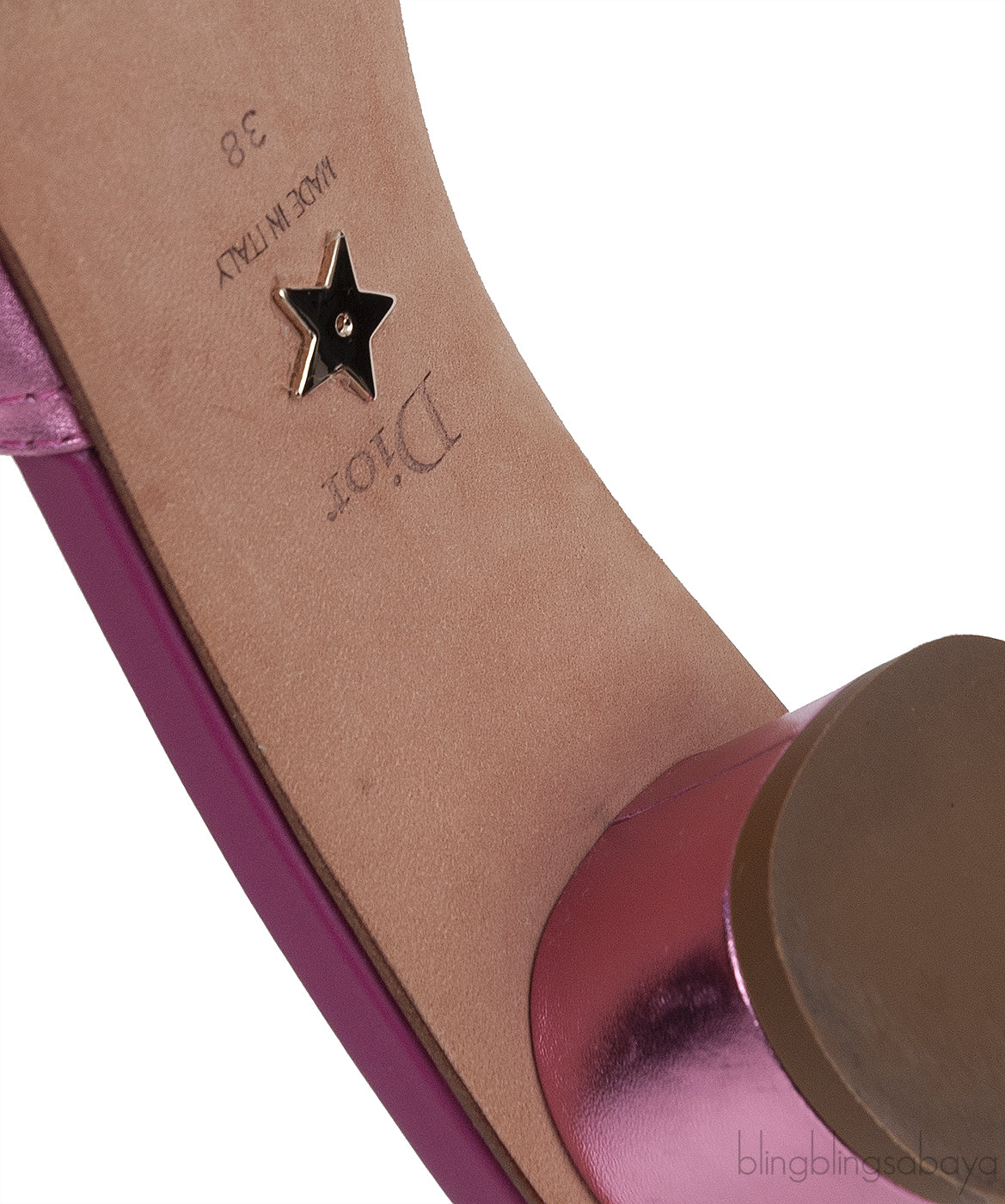 Christian Dior OR Montaigne Metallic Fuchsia Heels Slide