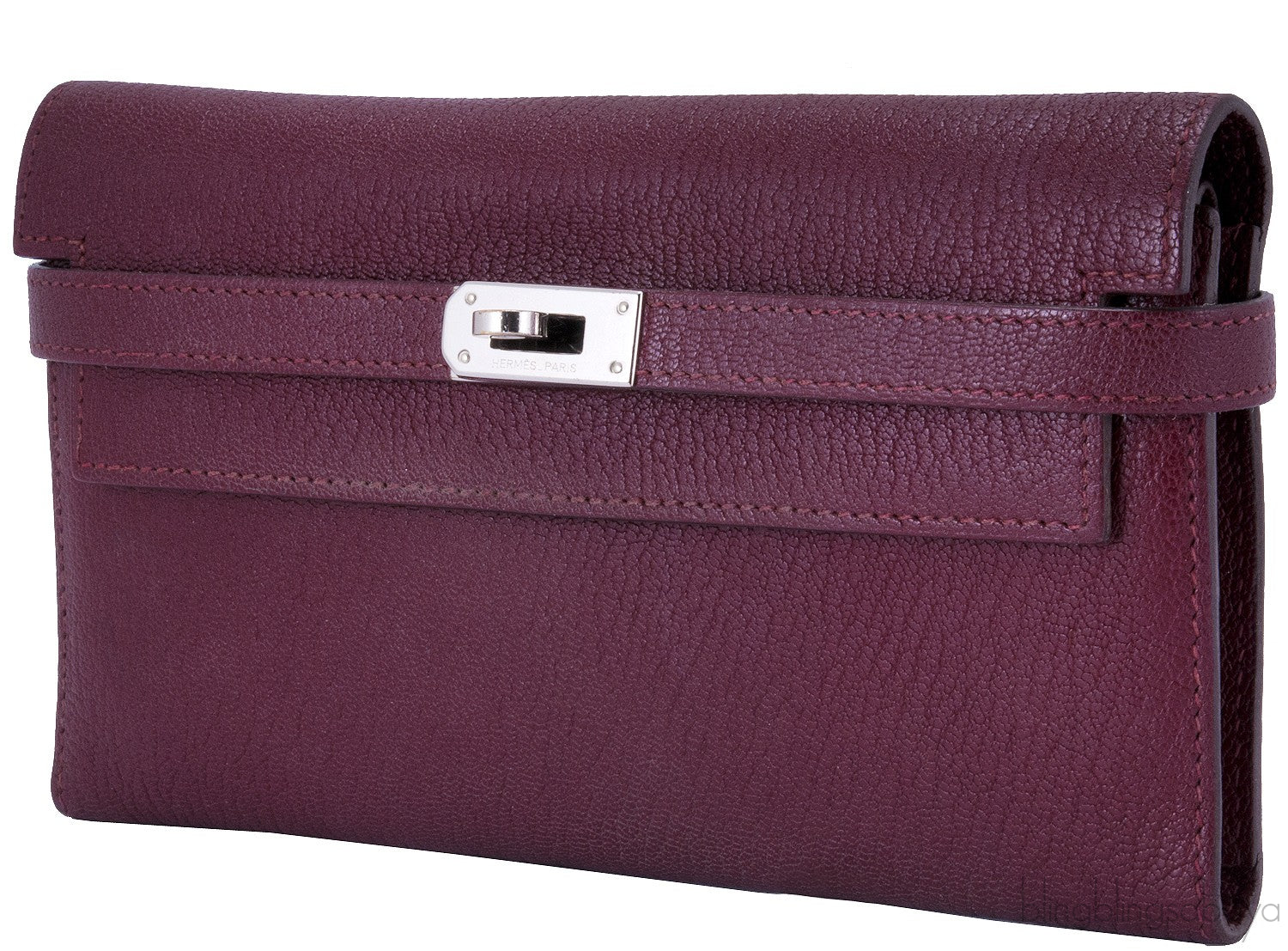Kelly Long Wallet Chevre Burgundy