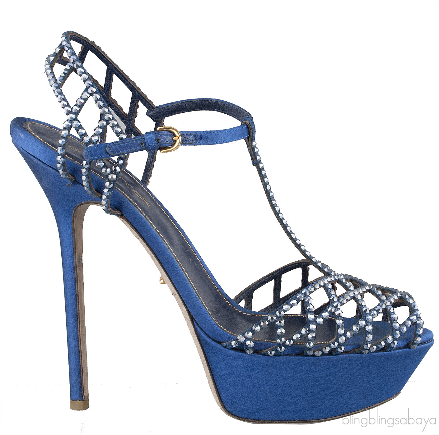 Blue Crystal Slingback Pump
