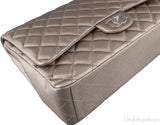 Metallic Silvery Gold Quilted Maxi Flap Bag