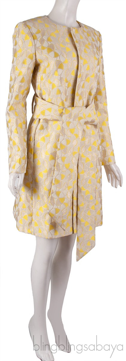 Yellow Lurex Belted Coat