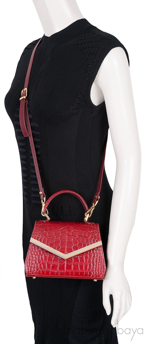 Leia Red Croc Print Mini Bag