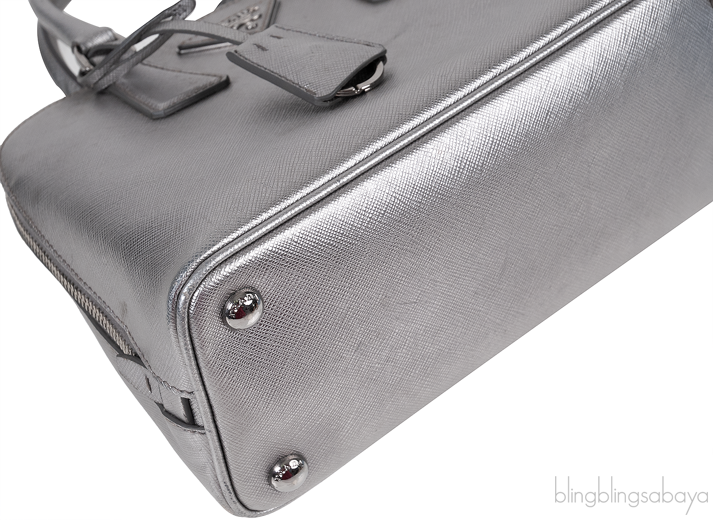 Silver Saffiano Promenade Top Handle Bag