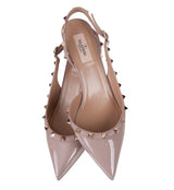 Spike Rockstud Nude Slingback Mini Heels