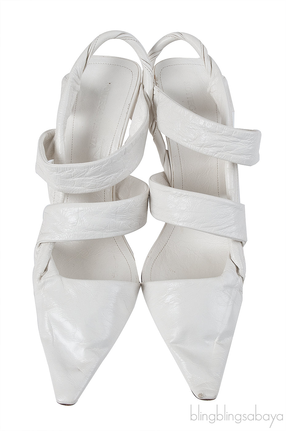 Bottega Veneta White Point Leather Slingback Pumps