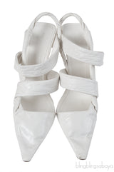 Bottega Veneta White Point Leather Slingback Pumps
